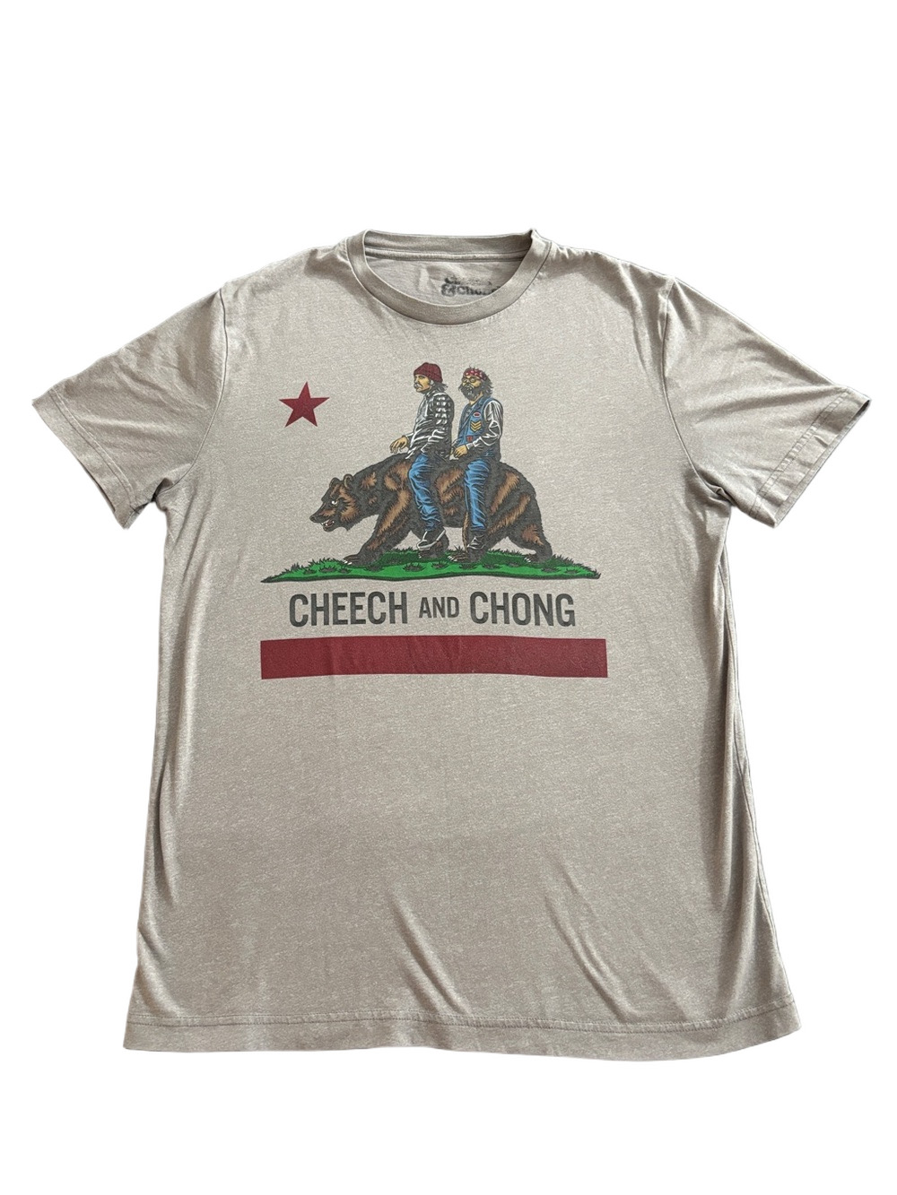 Cheech & Chong California Bear Graphic Tee Gray Sz L